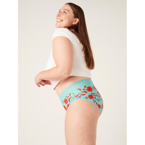 Menstruační kalhotky Modibodi Sensual Hi-Waist Bikini Maxi Wildflower Aqua (MODI4042WA)