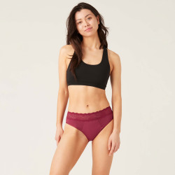 Menstruační kalhotky Modibodi Sensual Hi-Waist Bikini Maxi Garnet - VYBALENÉ (MODI4042GVYB)