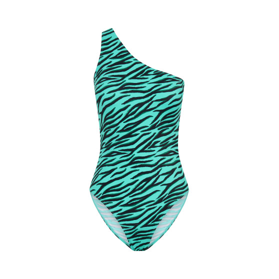 Menstruační plavky Modibodi One-Shoulder Party Animal Green - VYBALENÉ (MODI4341PAGVYB)