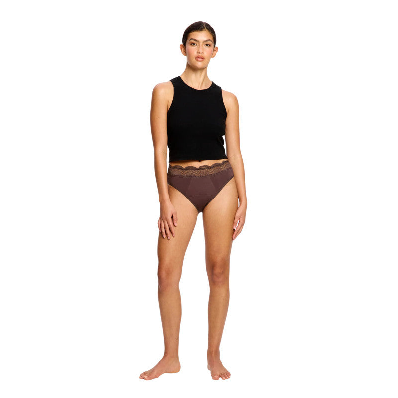 Menstruační kalhotky Modibodi Sensual Hi Waist Bikini Super Mahogany (MKMSM)