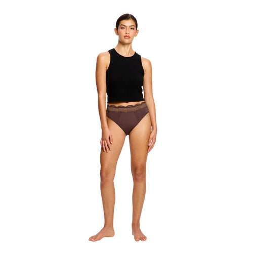 Menstruační kalhotky Modibodi Sensual Hi Waist Bikini Super Mahogany (MKMSM)