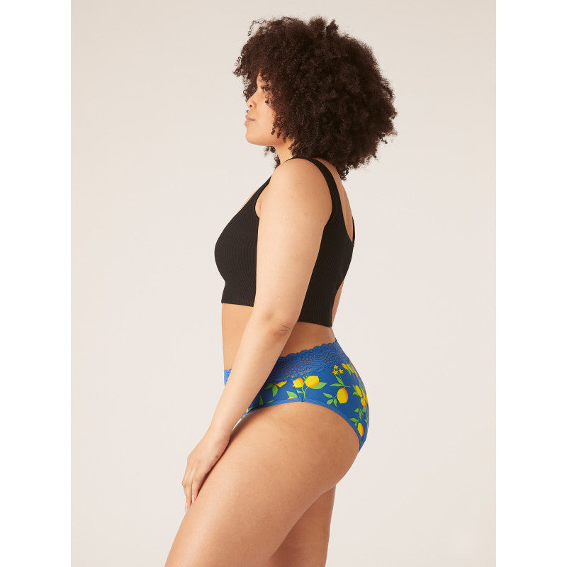 Menstruační kalhotky Modibodi Sensual Hi-Waist Bikini Heavy-Overnight Lemon Splice Blue (MODI4040LSB)