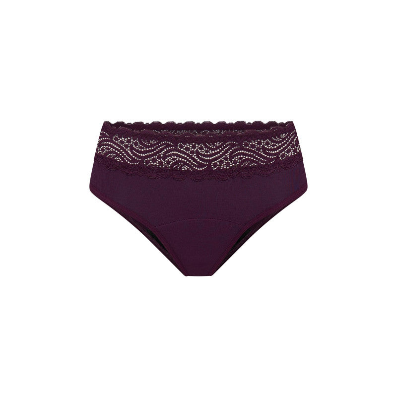 Menstruační kalhotky Modibodi Sensual Hi-Waist Bikini Moderate-Heavy Raisin Purple (MODI4038RP)