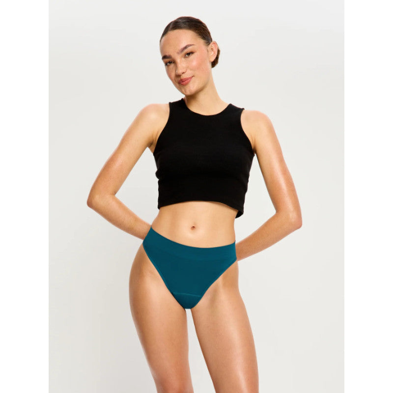 Menstruační kalhotky Modibodi Modicomfort Seamless Hi Waist Cheeky Moderate Teale Blue (MKMMSWCMTB)