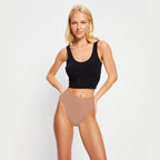 Menstruační tanga Modibodi Modicomfort Seamless Hi Waist Thong Light Teale Blue (MTMMSHWTLTB)