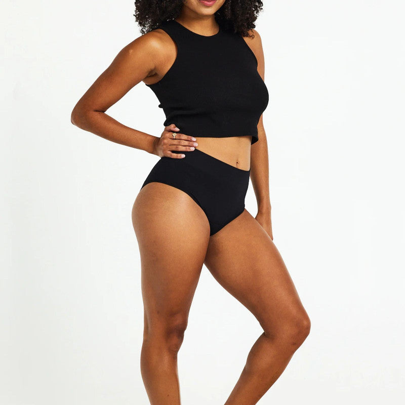 Menstruační tanga Modibodi Modicomfort Seamless Hi Waist Thong Light Teale Blue (MTMMSHWTLTB)