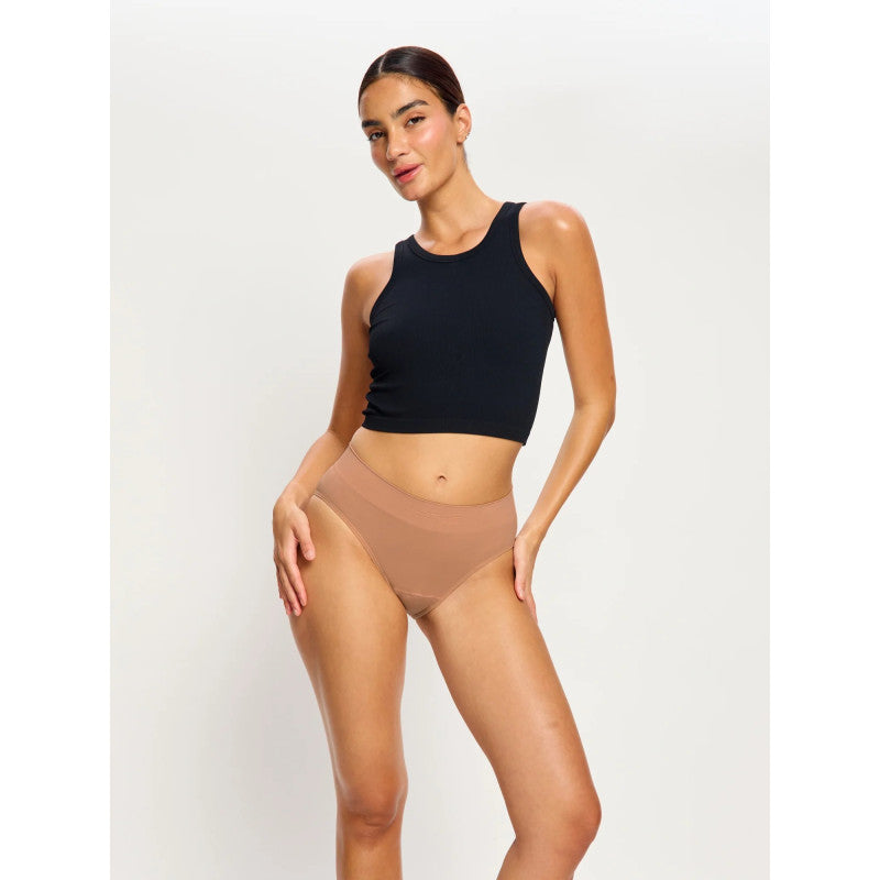 Menstruační tanga Modibodi Modicomfort Seamless Hi Waist Thong Light Teale Blue (MTMMSHWTLTB)