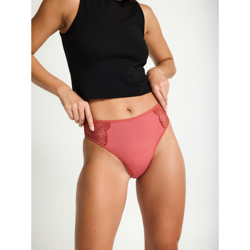 Menstruační kalhotky Modibodi Sensual French Hi-Waist Moderate-Heavy Rosewood Pink - VYBALENÉ (MODI4043RPVYB)