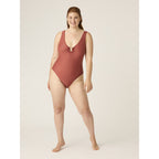 Modibodi High V Neck One Piece Sahara Red - VYBALENÉ