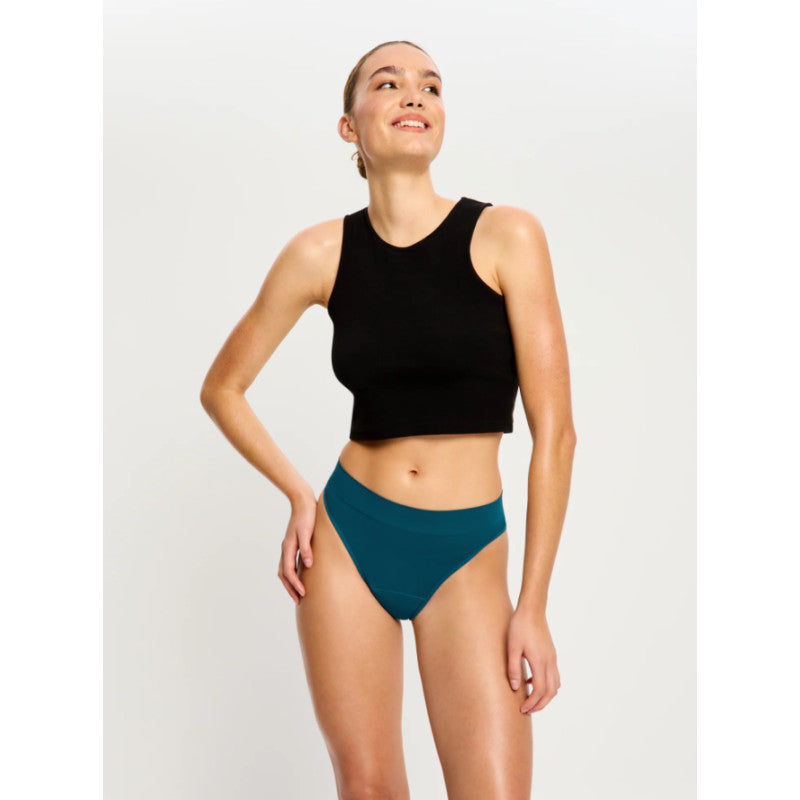 Menstruační kalhotky Modibodi Modicomfort Seamless Hi Waist Cheeky Moderate Teale Blue (MKMMSWCMTB)