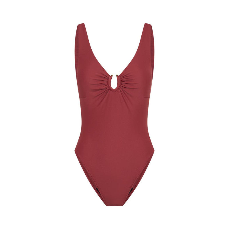 Modibodi High V Neck One Piece Sahara Red - VYBALENÉ
