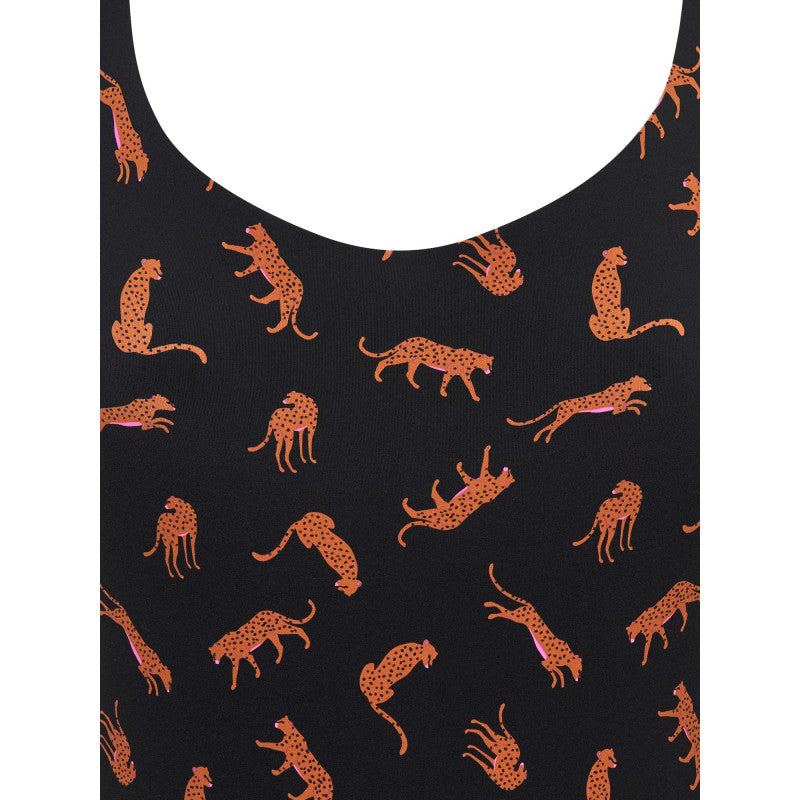 Menstruační plavky Modibodi Teen High One Piece Cheetah Chase Black (MODI4374)
