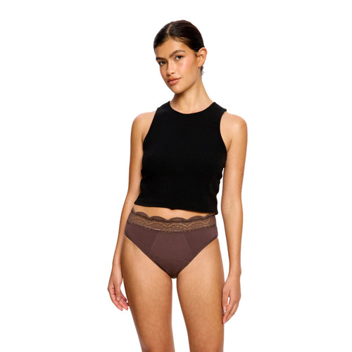 Menstruační kalhotky Modibodi Sensual Hi Waist Bikini Super Mahogany (MKMSM)
