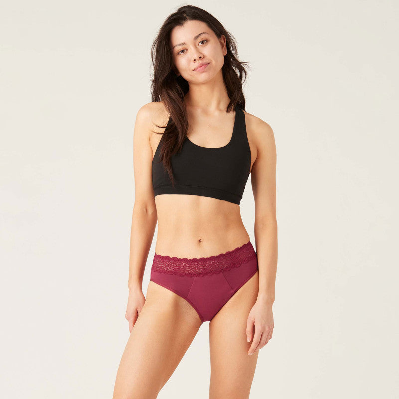 Menstruační kalhotky Modibodi Sensual Hi-Waist Bikini Maxi Garnet (MODI4042G)