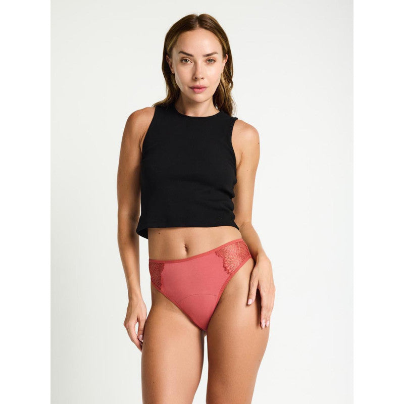 Menstruační kalhotky Modibodi Sensual French Hi-Waist Moderate-Heavy Rosewood Pink - VYBALENÉ (MODI4043RPVYB)