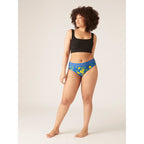 Menstruační kalhotky Modibodi Sensual Hi-Waist Bikini Heavy-Overnight Lemon Splice Blue (MODI4040LSB)