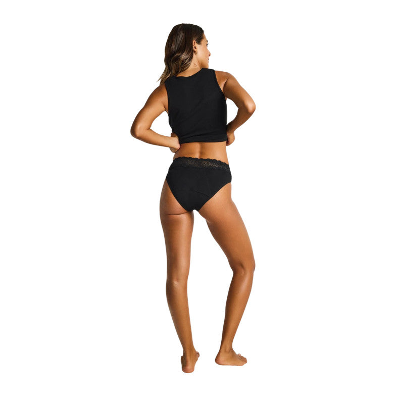 Menstruační kalhotky Modibodi Sensual Hi Waist Bikini Super Black (MKMSHWBSB)