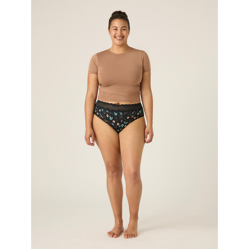 Menstruační kalhotky Modibodi Sensual Hi-Waist Bikini Heavy-Overnight Midnight Garden - VYBALENÉ (MODI4040MGVYB)