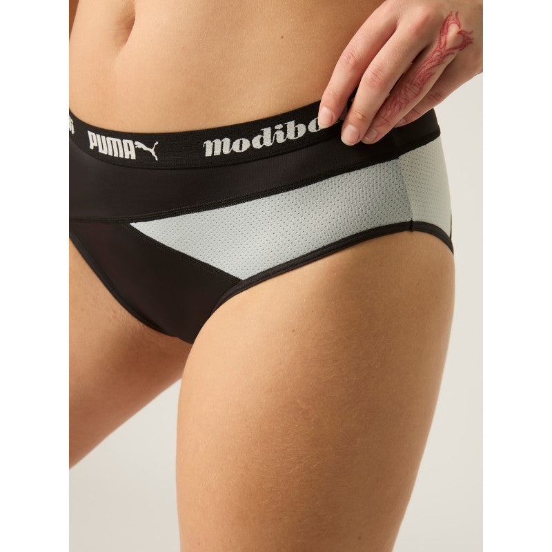 Menstruační kalhotky PUMA & Modibodi Active Brief Light-Moderate Platinum Grey - VYBALENÉ (MODI4092PGVYB)