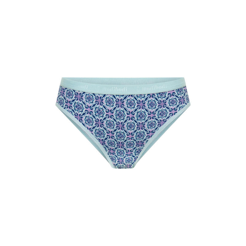 Menstruační kalhotky Modibodi Classic Bikini Light-Moderate Dusky Geo Blue (MODI4010DGB)