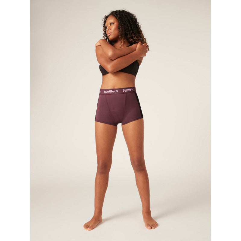 Menstruační kalhotky PUMA & Modibodi Active Boyshort Moderate-Heavy Grape - VYBALENÉ (MODI4097GVYB)