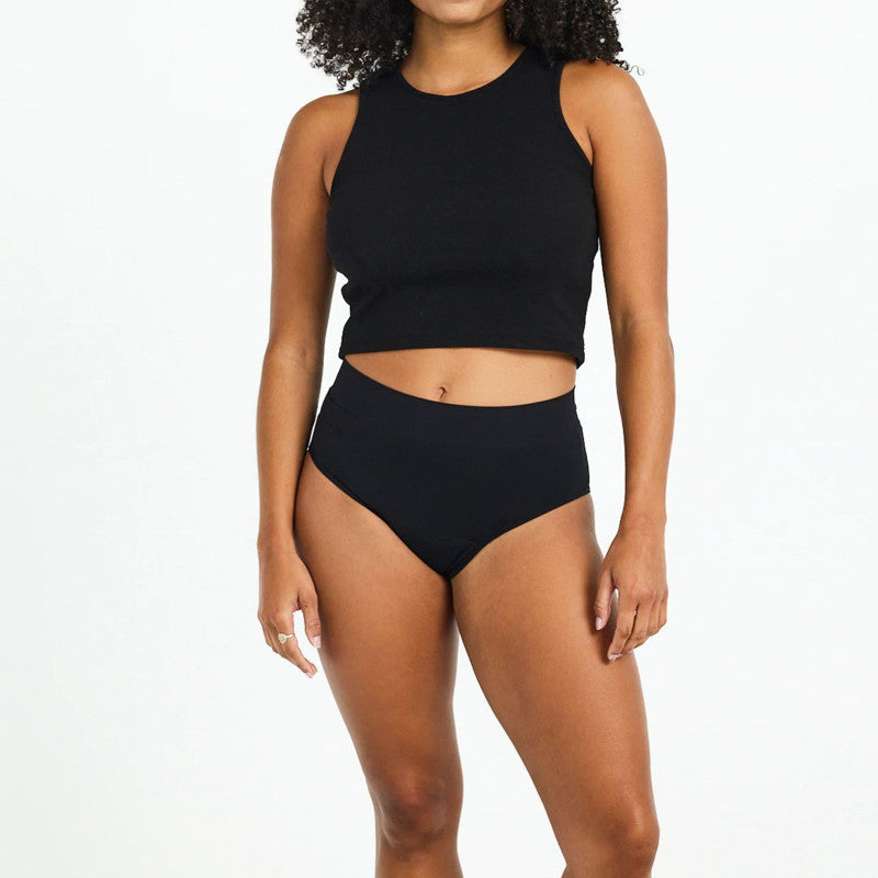 Menstruační tanga Modibodi Modicomfort Seamless Hi Waist Thong Light Teale Blue (MTMMSHWTLTB)