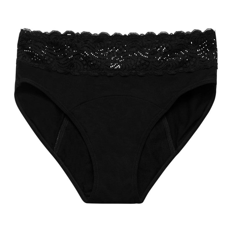 Menstruační kalhotky Modibodi Sensual Hi Waist Bikini Super Black (MKMSHWBSB)