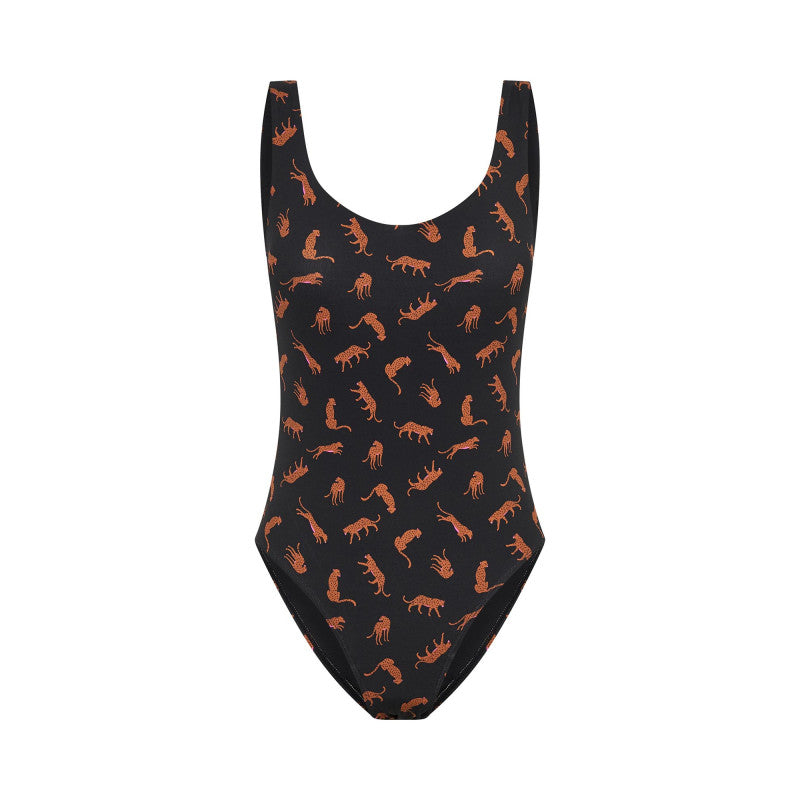 Menstruační plavky Modibodi Teen High One Piece Cheetah Chase Black (MODI4374)