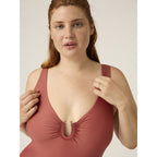 Modibodi High V Neck One Piece Sahara Red - VYBALENÉ