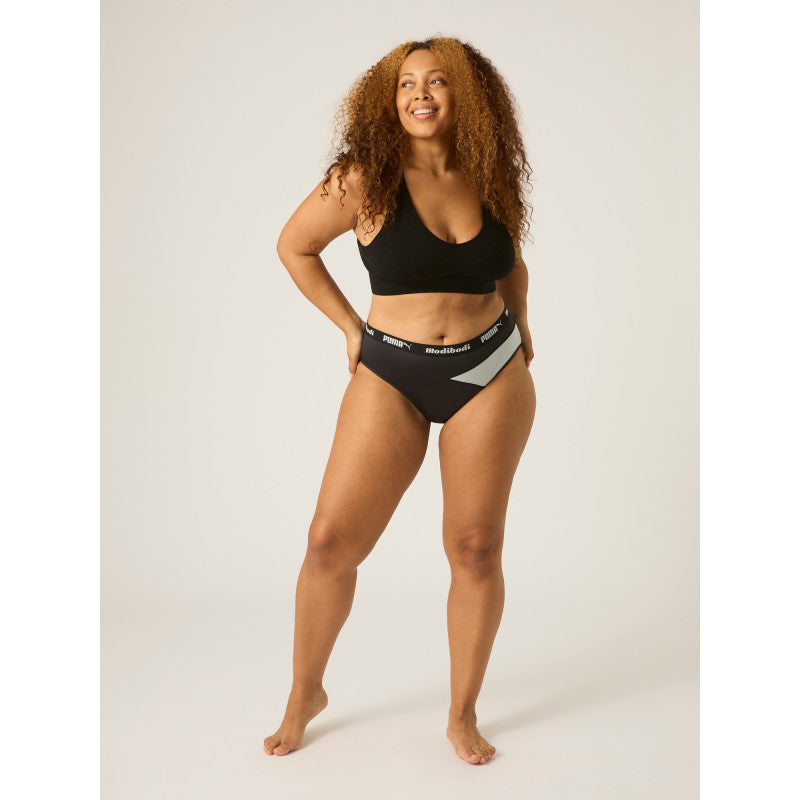 Menstruační kalhotky PUMA & Modibodi Active Hi Cut Full Brief Moderate-Heavy Platinum Grey - VYBALENÉ (MODI4091PGVYB)