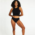 Menstruační tanga Modibodi Modicomfort Seamless Hi Waist Thong Light Teale Blue (MTMMSHWTLTB)