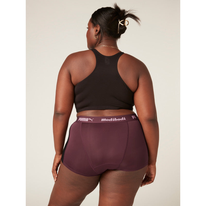 Menstruační kalhotky PUMA & Modibodi Active Boyshort Moderate-Heavy Grape - VYBALENÉ (MODI4097GVYB)