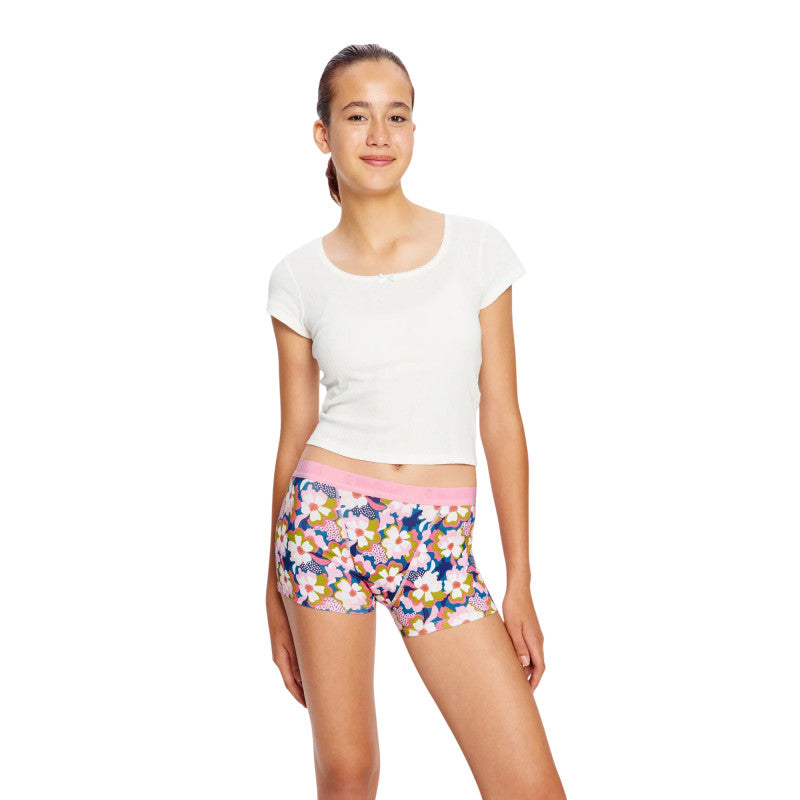 Dívčí menstruační kalhotky Modibodi Teen Hipster Boyshort Super Boho Botanical Blue (DMKMTHBSBBB)