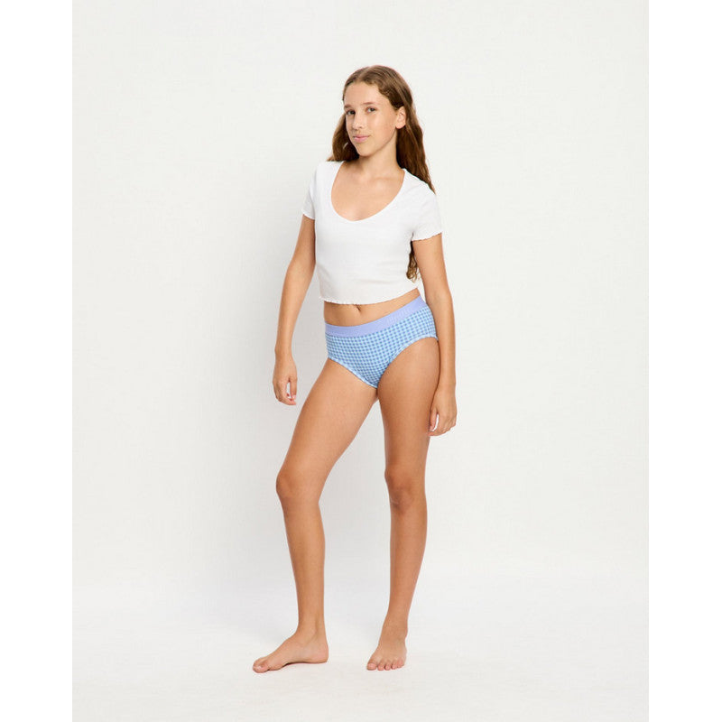 Dívčí menstruační kalhotky Modibodi Teen Hipster Boyleg Moderate Blueberry Gingham (DMKMTHBMGB)