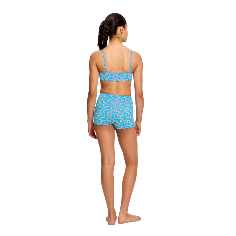 Dívčí menstruační plavky Modibodi Performance Hi Waist Short Super Marble Blue spodní díl (DMPMPHWSSMB)