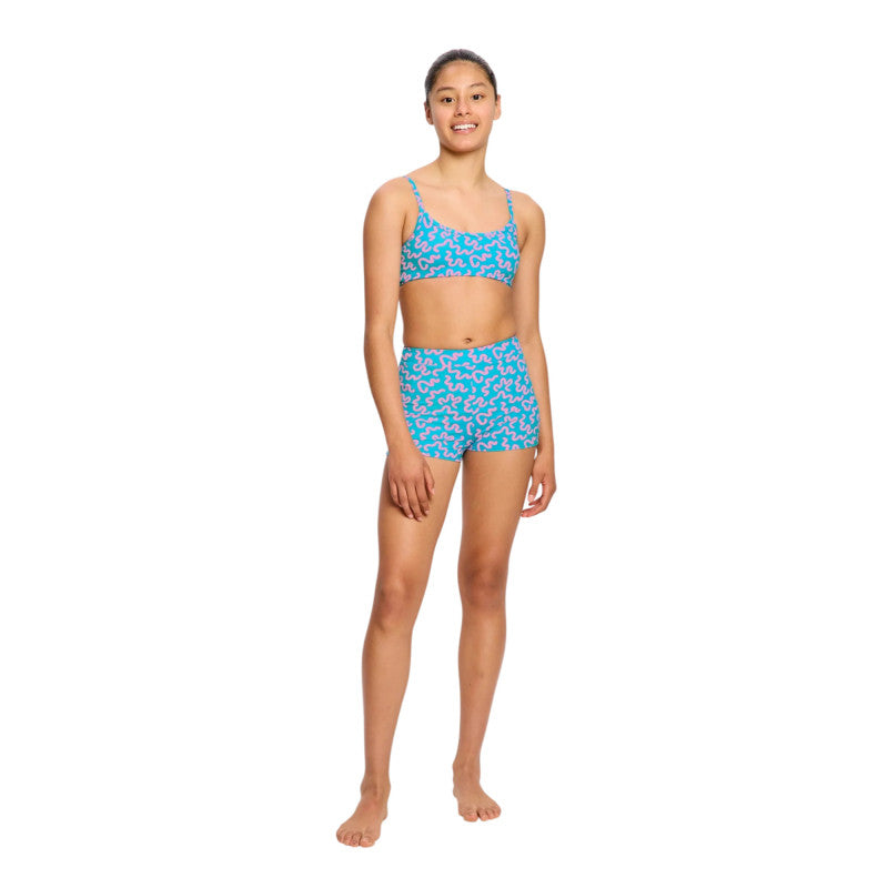 Dívčí plavky Modibodi crop top Jungle palm black horní díl (DPMHDCTPB)