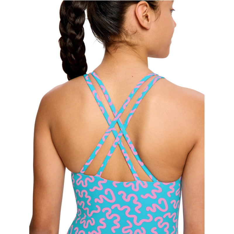 Dívčí menstruační plavky Modibodi Performance Racerback One Piece Super Marble Blue jednodílné (DMPMPROPSMB)