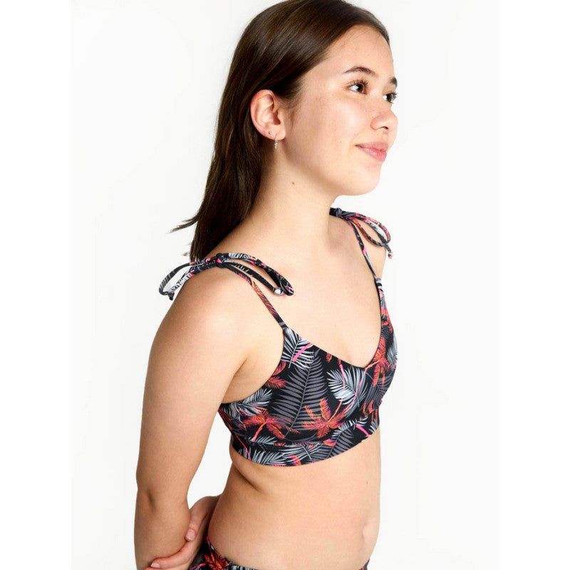 Dívčí plavky Modibodi horní díl crop top Jungle palm black (DPMHDCTPB)