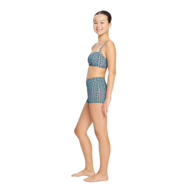 Dívčí menstruační plavky Modibodi Performance Hi Waist Short Super Marble Blue spodní díl (DMPMPHWSSMB)