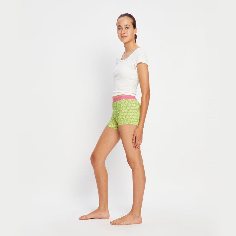 Dívčí menstruační kalhotky Modibodi Teen Hipster Boyshort Super Boho Botanical Blue (DMKMTHBSBBB)