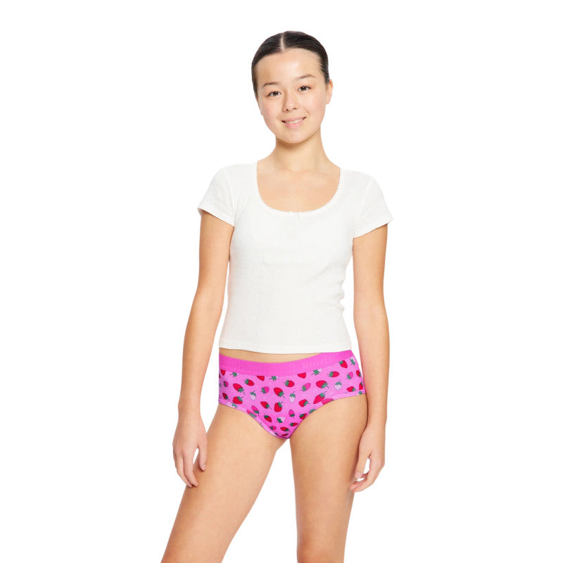 Dívčí menstruační kalhotky Modibodi Teen Hipster Boyleg Moderate Strawberry Sorbet Pink (DMKMTHBMSSP)