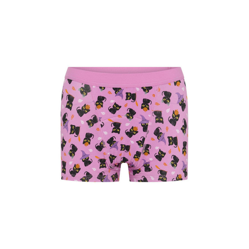 Dívčí menstruační kalhotky Modibodi Teen Hipster Boyshort Super Witchy Whiskers Pink (DMKMTHBSWWP)