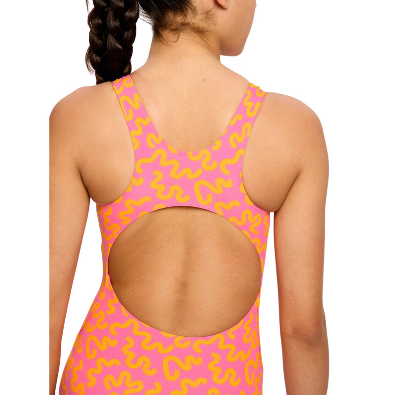 Dívčí menstruační plavky Modibodi Performance Racerback One Piece Super Marble Blue jednodílné (DMPMPROPSMB)