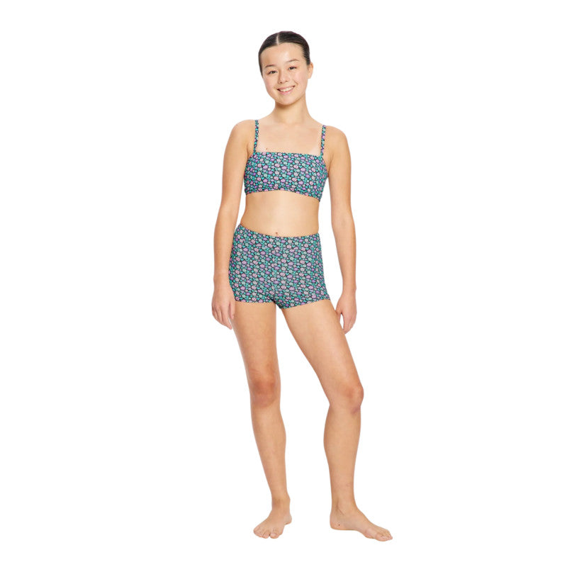 Dívčí menstruační plavky Modibodi Performance Hi Waist Short Super Marble Blue spodní díl (DMPMPHWSSMB)