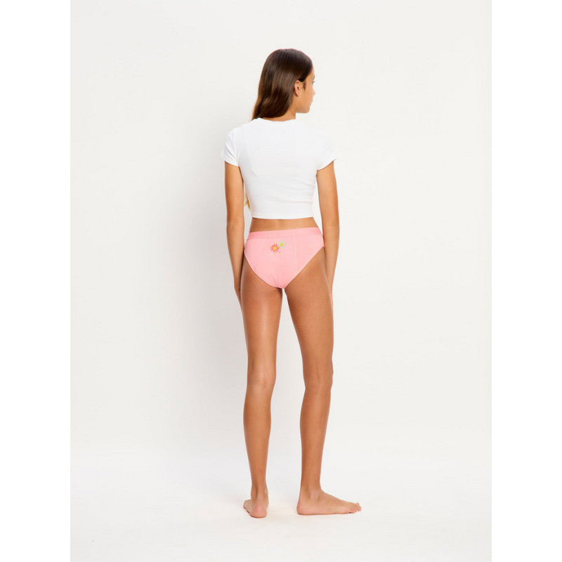 Dívčí menstruační kalhotky Modibodi Teen Hipster Bikini Moderate Flower Power Pink (DMKMTHBMFPP)