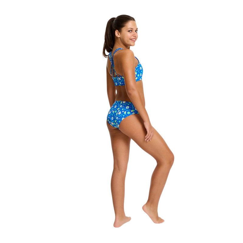 Dívčí menstruační plavky Modibodi Teen Smileyworld Bikini Boho Botanical Blue spodní díl (DMPMTSBBBBSD)